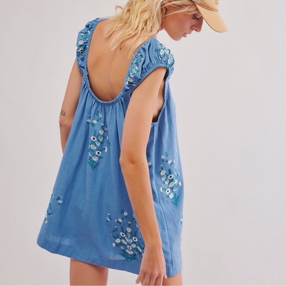 NWOT Free People Wildflower Embroidered Mini Dress - Picture 3 of 5